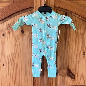 Paris Hilton teal green long sleeve dogs sleeper size 0-3 months - NWT